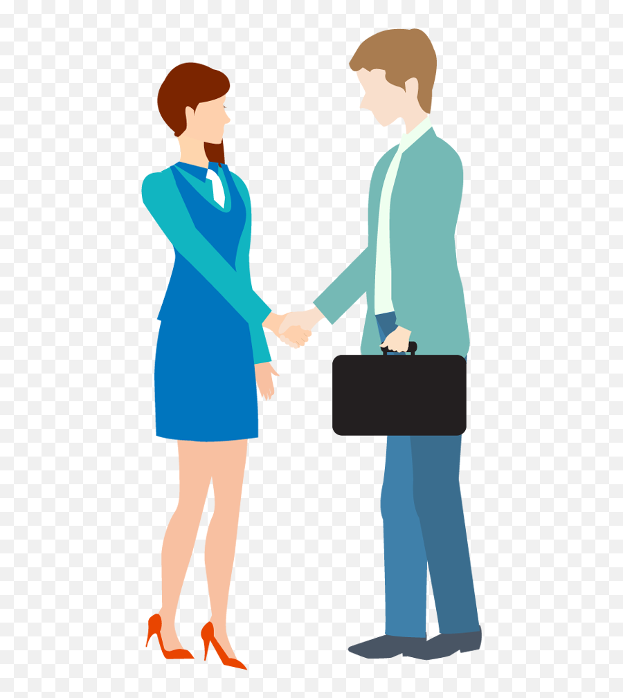 Cartoon Business Man And Woman Shake Hand Free Stock - People Greeting Each Other Png,Woman Hand Png