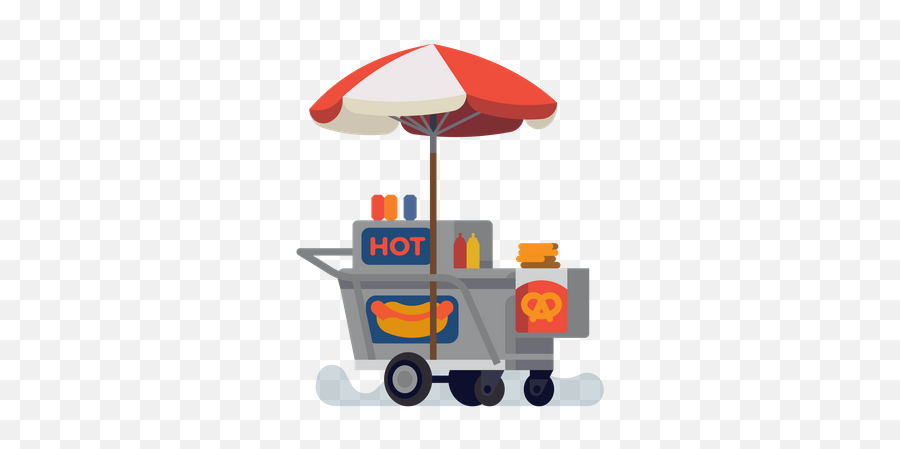 Best Premium Hot Dog Street Food Cart Illustration Download - Happy Png,Hot Icon Png