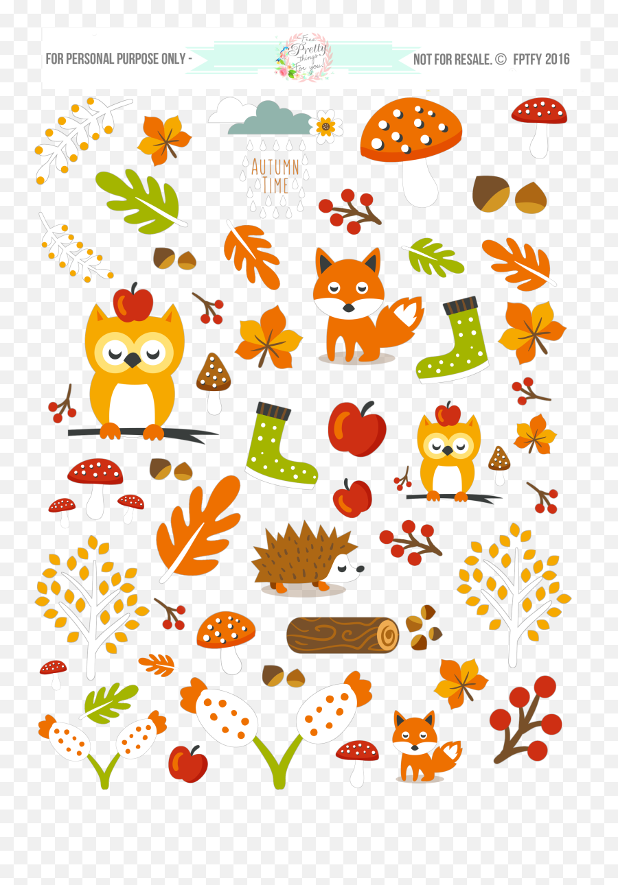 Free Cute Autumn Animal Clip Art And Planner Stickers - Free Digital Stickers Png,Cute Stickers Png