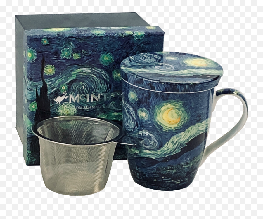 Van Gogh Starry Night Tea Mug W Infuser U0026 Lid Mcintosh - Tea Mug With Infuser Png,Starry Night Png