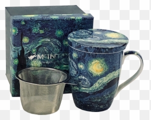 Van Gogh Starry Night Tea Mug W Infuser U0026 Lid Mcintosh - Tea Mug With Infuser Png,Starry Night Png