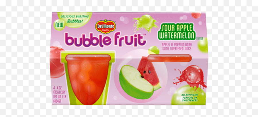 Bubble Fruit Sour Apple Watermelon Del Monte Foods Inc - Del Monte Bubble Fruit Png,Apples Transparent Background