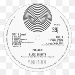Black Sabbath U0027paranoidu0027 Lp Label Sticker - Black Sabbath Paranoid Label Png,Black Sabbath Logo Png