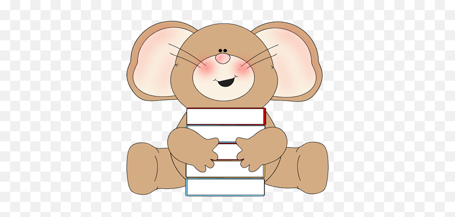 Mouse With Stack Of Books Clip Art - Mouse With Stack Of Mouse Reading A Book Clipart Png,Stack Of Books Transparent