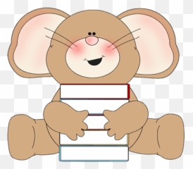 Mouse With Stack Of Books Clip Art - Reading Clipart png