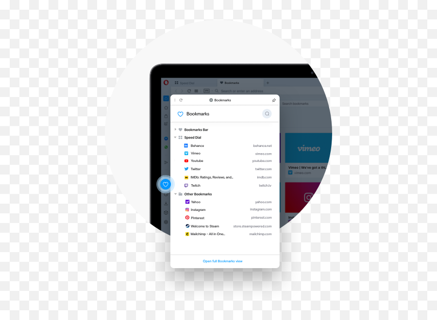 Bookmarks In Opera Customize Sync And Manage Browser - Vertical Png,Youtube Folder Icon
