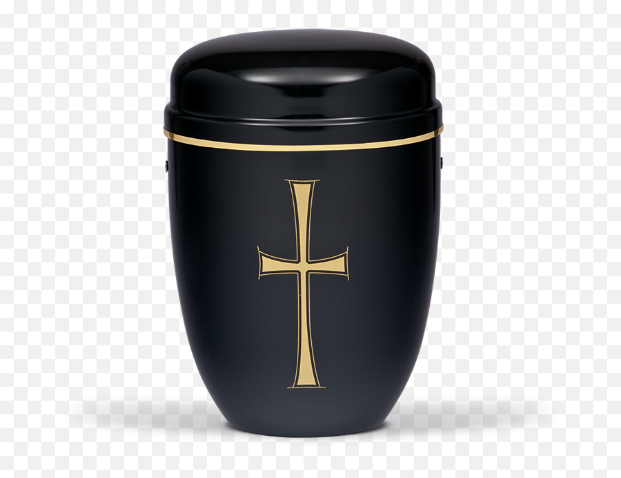 Black Steel With Gold Cross Emblem Funeral Cremation Ashes Urn For Adult 718 - Cross Png,Gold Cross Png