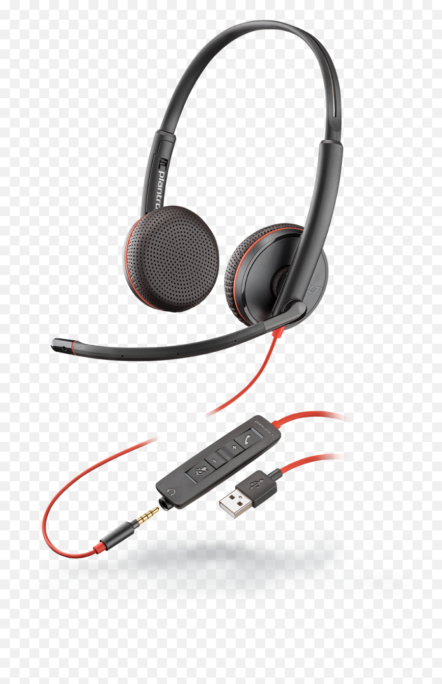 Blackwire 3200 Series Corded Uc Headset Plantronics Now Poly - Blackwire C3225 Usb Png,Headphone Transparent Background