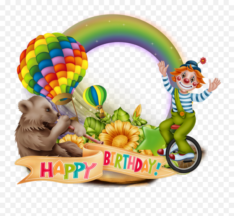 Anniversaire Cadre Png Clown - Happy Birthday Frame Clown Png Happy Birthday,Happy Birthday Frame Png