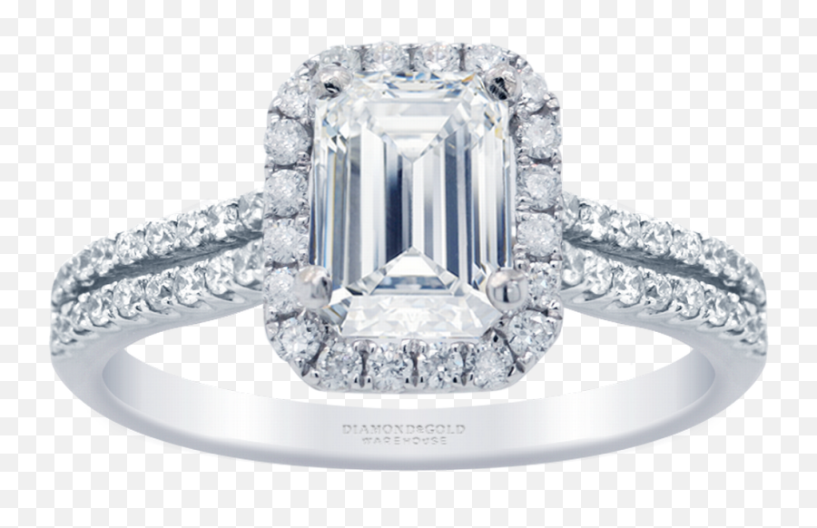 Emerald Diamond Halo Engagement Ring U0026 Gold - Emerad Diamond Gold Engagement Png,Halo Ring Png