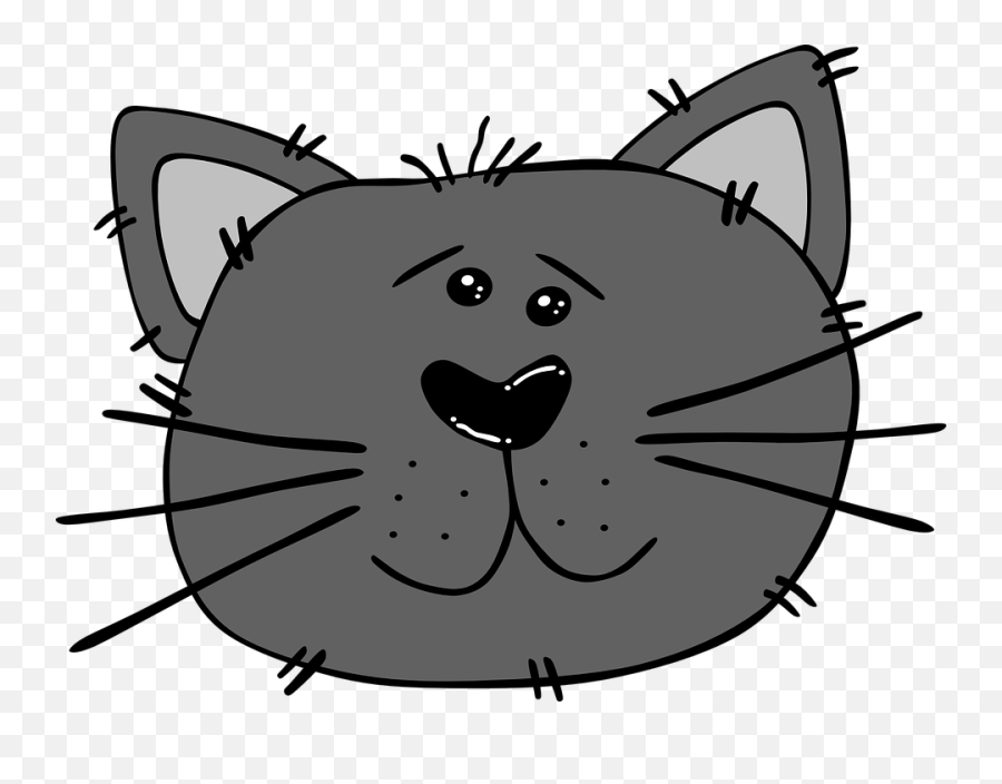 Black Cartoon Cat Face Clip Art - Vector Clip Clipart Cat Face Png,Cat Whiskers Png