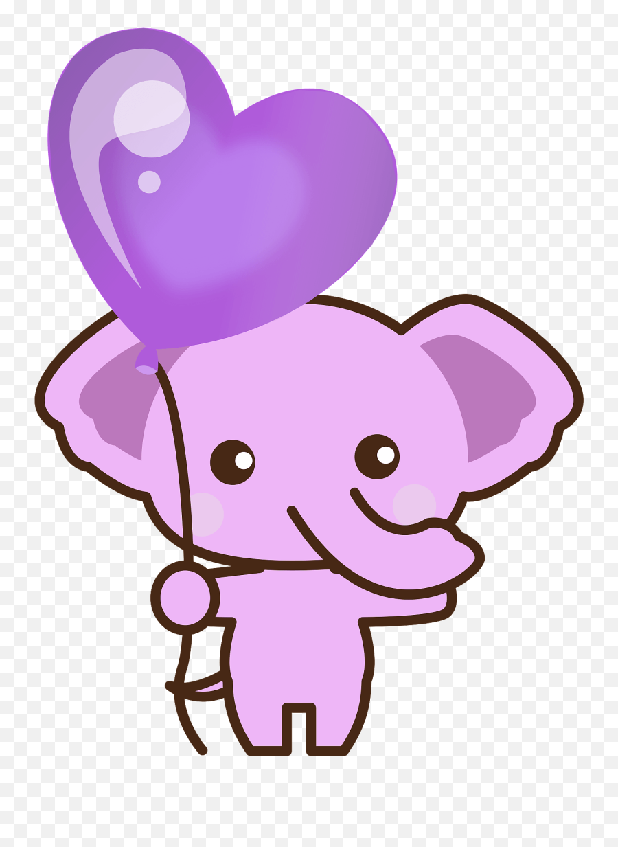 Pink Elephant With Heart Balloon Clipart Free Download - Luftballons Clipart Png,Pink Heart Transparent