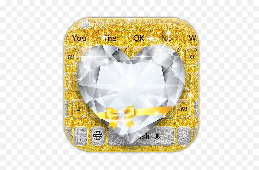 Shiny Gold Heart Diamond Keyboard U2013 Aplicações No Google Play - Diamond Png,Diamond Emoji Png