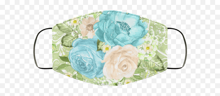 Green And Blue Flowers 3 Layers Face Mask - Pretty Face Mask Flower Png,Blue Flower Transparent