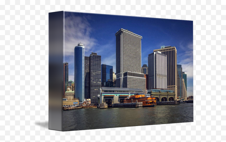 Nyc Skyline And Staten Island Ferry By Joan Mccool - New York City Png,Nyc Skyline Png