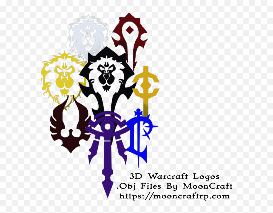 Warcraft Logo Obj File Downloads U2013 Mooncraft 3d Art - Decorative Png,World Of Warcraft Logo Png