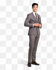 Cafe Brown Notch Lapel Suit - Grey png