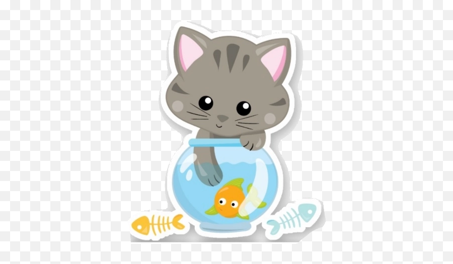 Girly Cute Sticker Pink By Carolynemalan2 - Cute Gray Cat Cartoon Kitten Png,Cat Toy Icon