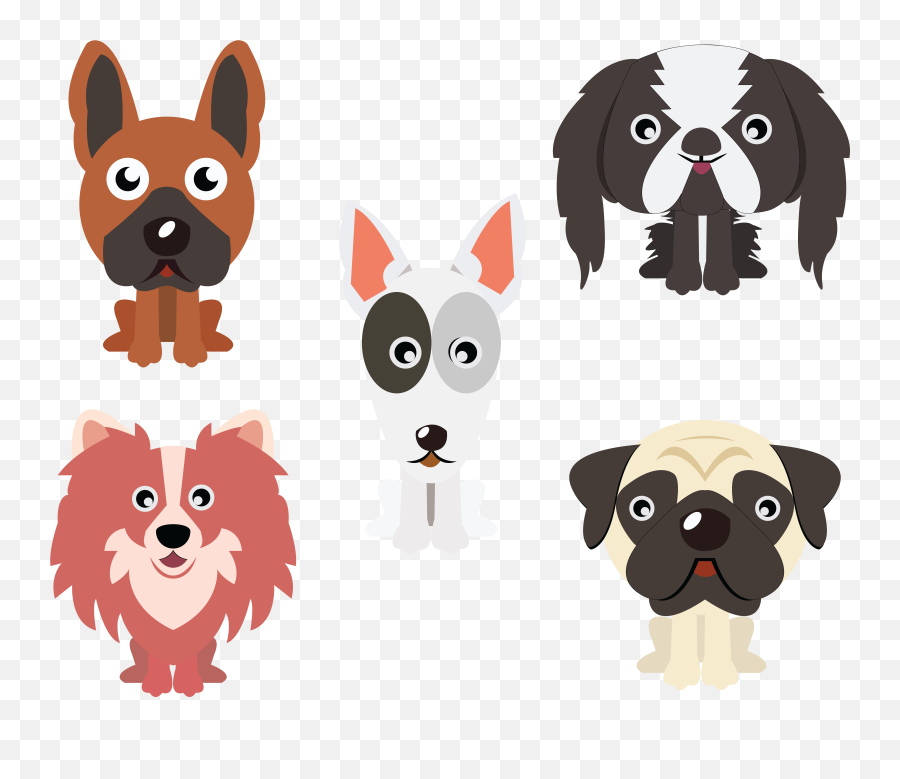 Dog Flat Design 5 Vector Icon Bundle - Animal Figure Png,Dog Icon Vector