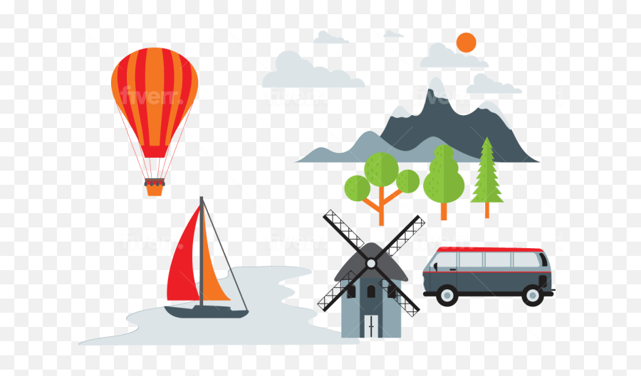 Draw Flat Illustration In Modern Vector - Hot Air Ballooning Png,Story Album Icon Wiyh A Flying Ballon Android