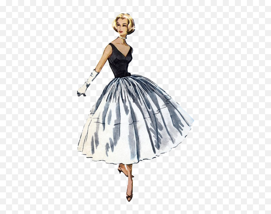 1950s Fashion Dress Vintage Clothing - 50s Fashion Illustrations Png,Fashion Png