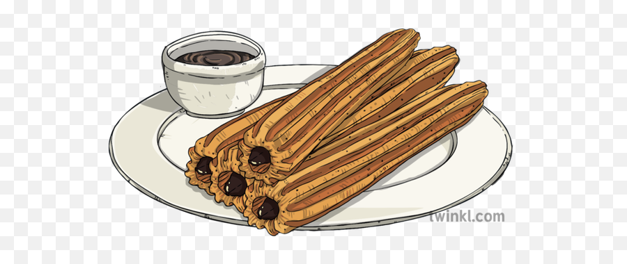 Churros Con Chocolate Dessert Spanish Pastry Sweet Ks2 - Churro Png,Churro Png