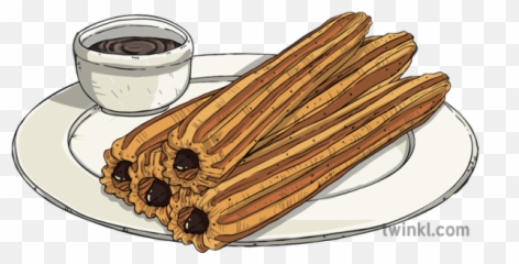 Churros Con Chocolate Dessert Spanish Pastry Sweet Ks2 - Churro Png,Churro Png