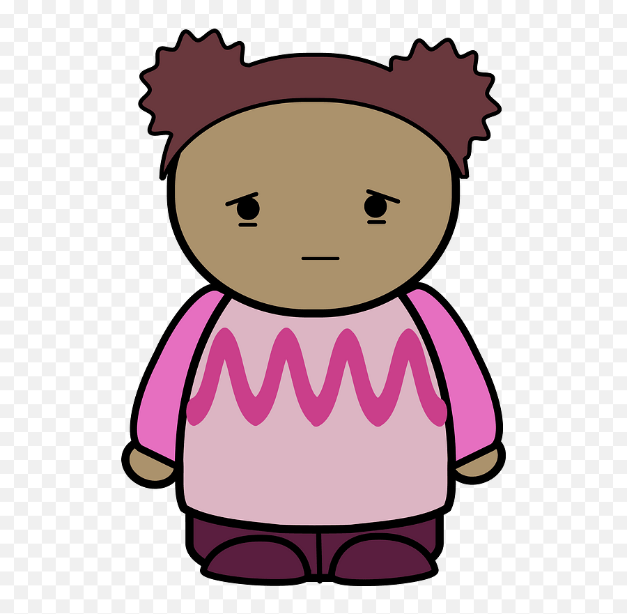Curly Haired Girl In A Pink Shirt Sad Face Front Clipart - Mean Girl Clip Art Png,Sad Mouth Png