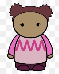 Curly Haired Girl In Pink Shirt Sad Face Front Clipart - Mean Girl Clip Art png