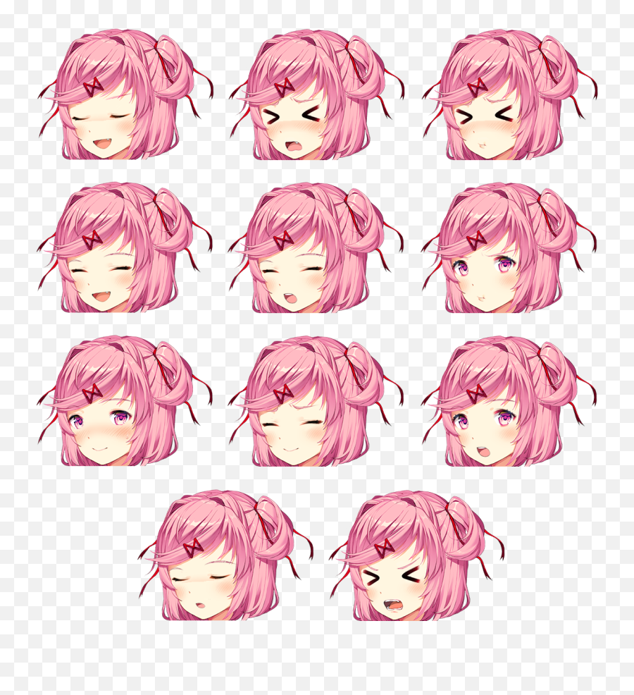 Natsuki Head Sprite Edits With - Hair Design Png,Natsuki Png