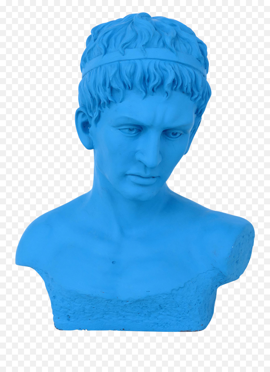 Vintage Turquoise Blue Bust Of The Roman Emperor Augustus Caesar - Hair Design Png,Roman Bust Png