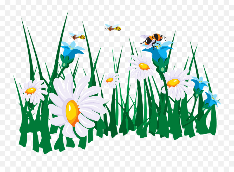 Flower Garden Cartoon Png 1 Image - Bee And Flowers Clip Art,Flower Cartoon Png