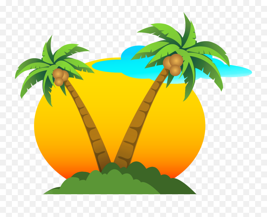 Palms And Sun Png Vector Clipart - Summer Png Clipart,Summer Clipart Png