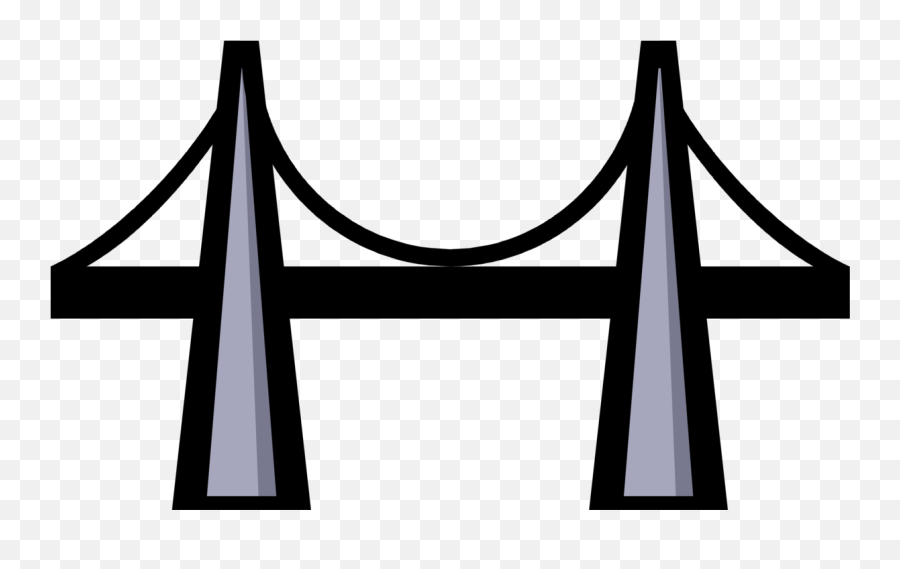 Download Hd Vector Illustration Of Suspension Bridge Symbol - Clip Art Png,Bridge Clipart Transparent