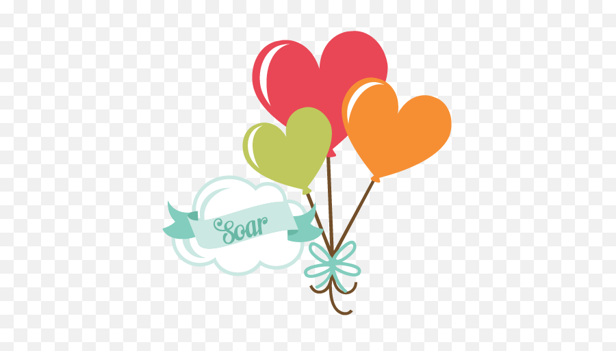Soar Svg Scrapbook Title Heart Balloons Cut Files Free - Cute Balloon Heart Png,Heart Balloon Png