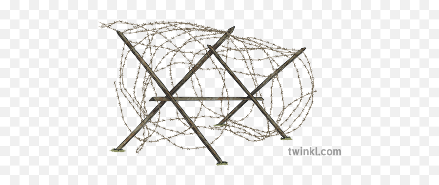 Ww1 Barbed Wire Trenches Ks2 Illustration - Twinkl Ww1 Barbed Wire Fence Png,Barbed Wire Png