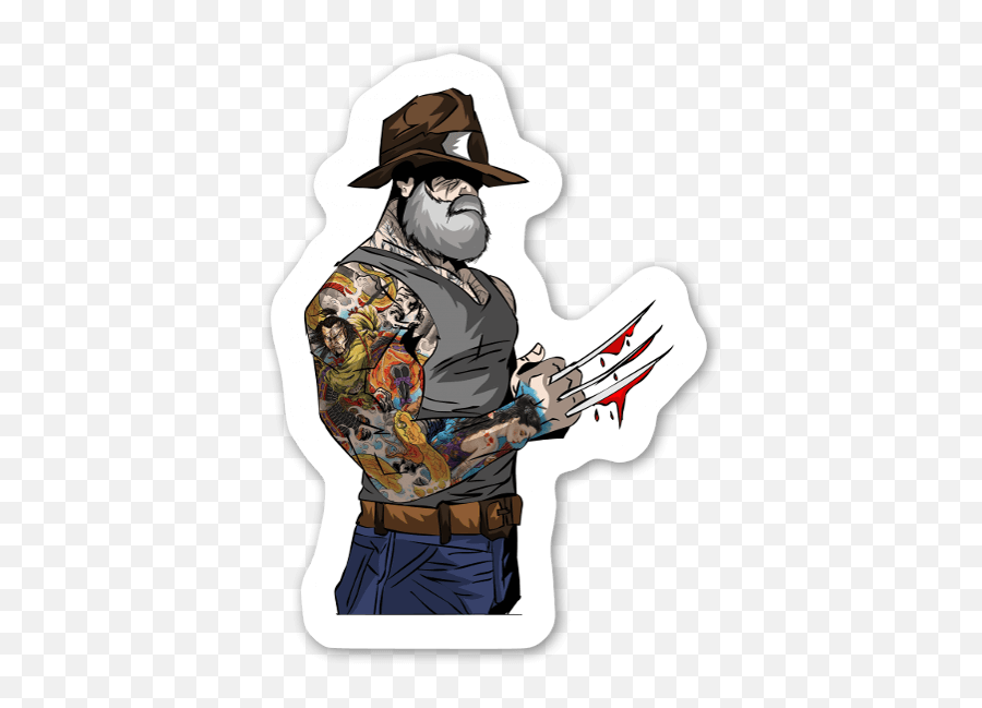 Download Hd Tattooed Lumberjack Sticker - Leñador Png Fictional Character,Lumberjack Png