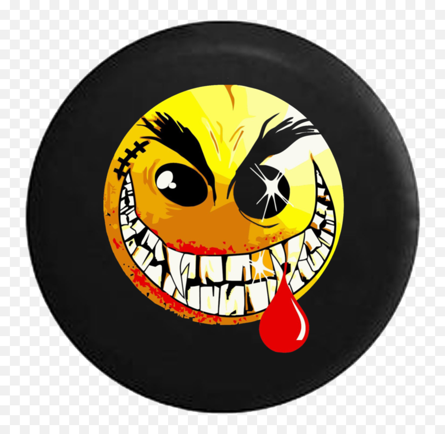 Evil Crazy Smiley Face Dripping Blood Jeep Camper Spare Tire Cover Custom Sizecolorink - P112 Crazy Smiley Face Png,Dripping Blood Transparent