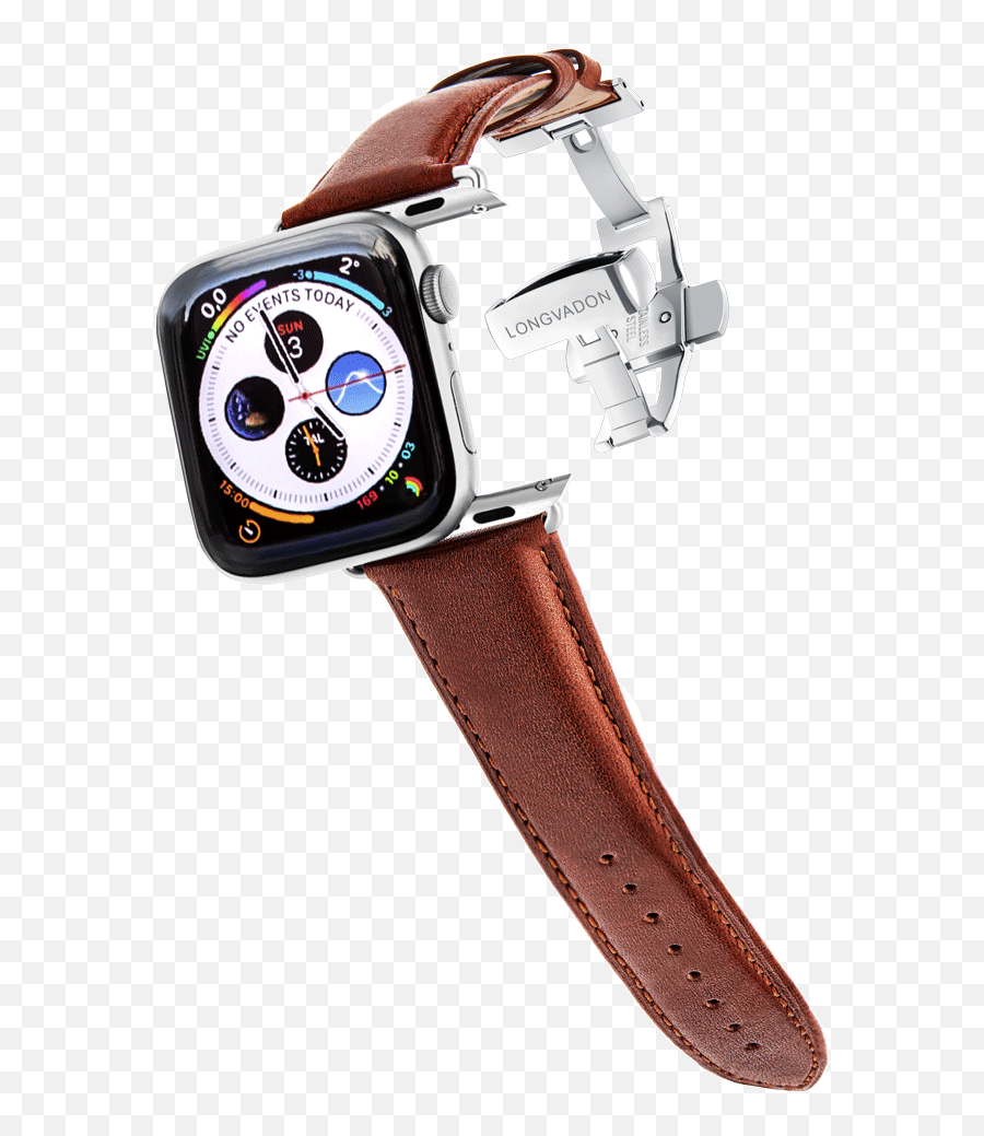 Midnight Black Leather Apple Watch Band - Apple Watch Bands Blue Leather Png,Hex Icon Watch Band