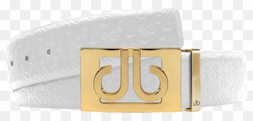 White Db Icon Pattern Embossed Leather Belt With Gold Classic Thru Buckle - Gucci png