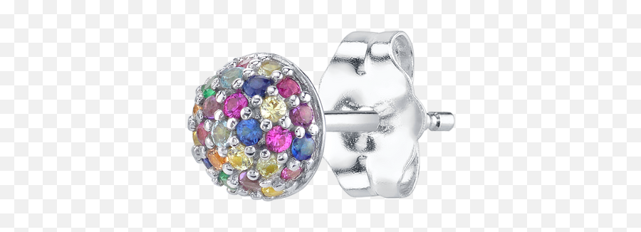 14k White Gold Rainbow Pavé Stud Earring 2 The Last Line - Solid Png,Google Chrome Icon Rainbow