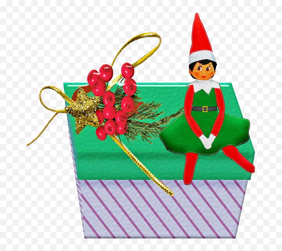 Christmas Gift Gnome Elf - Cartoon Png,Elf On The Shelf Png