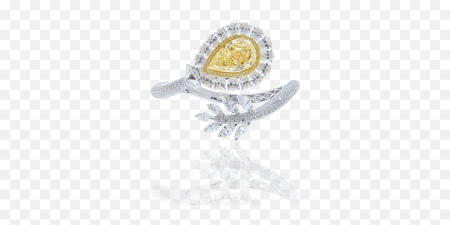Pear Shaped Fancy Yellow Diamond Bangle In 18k White - Engagement Ring Png,Yellow Diamond Png