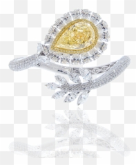 Pear Shaped Fancy Yellow Diamond Bangle In 18k White - Engagement Ring Png,Yellow Diamond Png