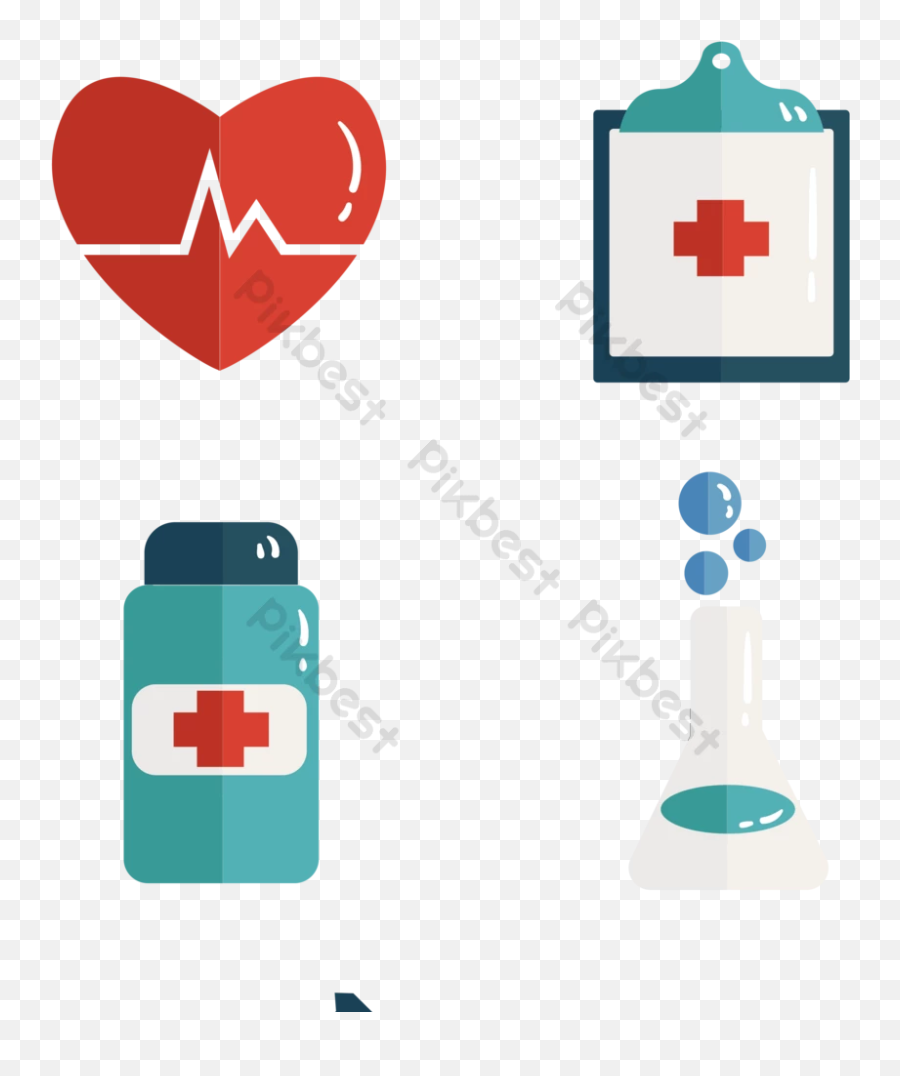 Flat Cartoon Cute Medical Small Icons Ai Free Download - Medical Supply Png,Doctor Office Icon