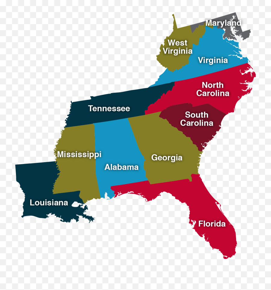 Download Service Area - Map Of Maryland To Florida Png Image South Carolina To Alabama,Florida Map Png