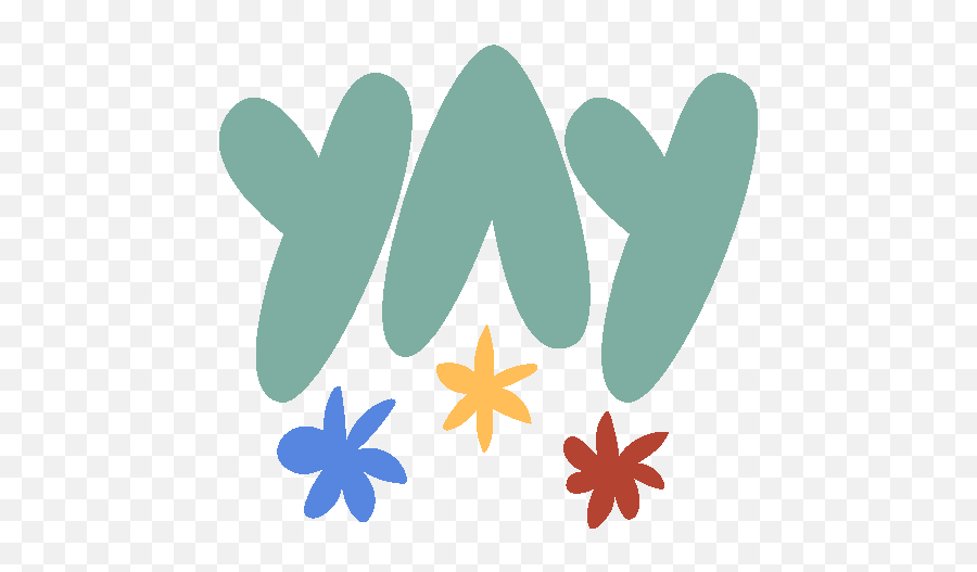Yay Blue Yellow And Red Flowers Below In Green Bubble - Yay In Bubble Letters Png,Yay Icon