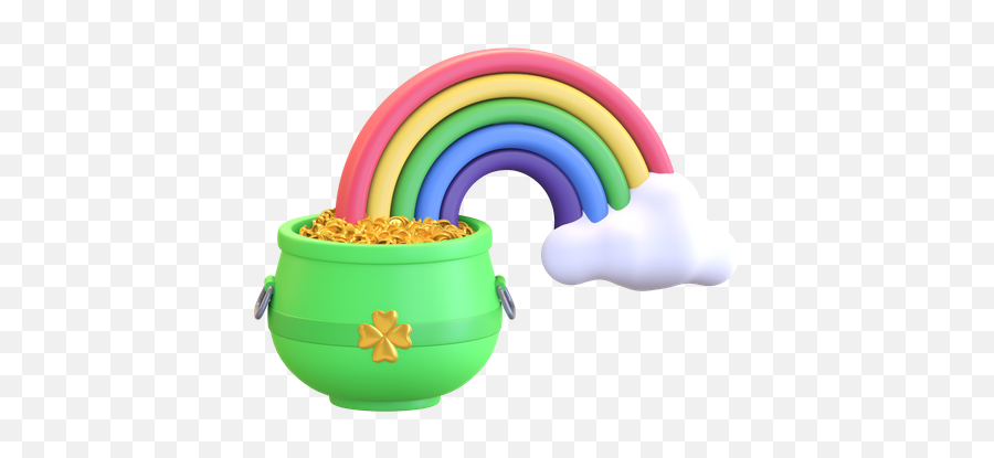 Premium Pot With Coin 3d Illustration Download In Png Obj - Rainbow 3d Png,Pot Of Gold Icon