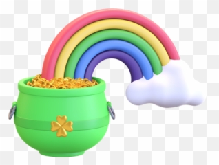 Premium Pot With Coin 3d Illustration Download Png Obj - Rainbow 3d Png
