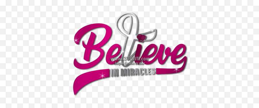 Believe In Miracles Pink Ribbon Themed Transfer For Breast - Believe In Miracles Cancer Ribbon Png,Breast Cancer Logo